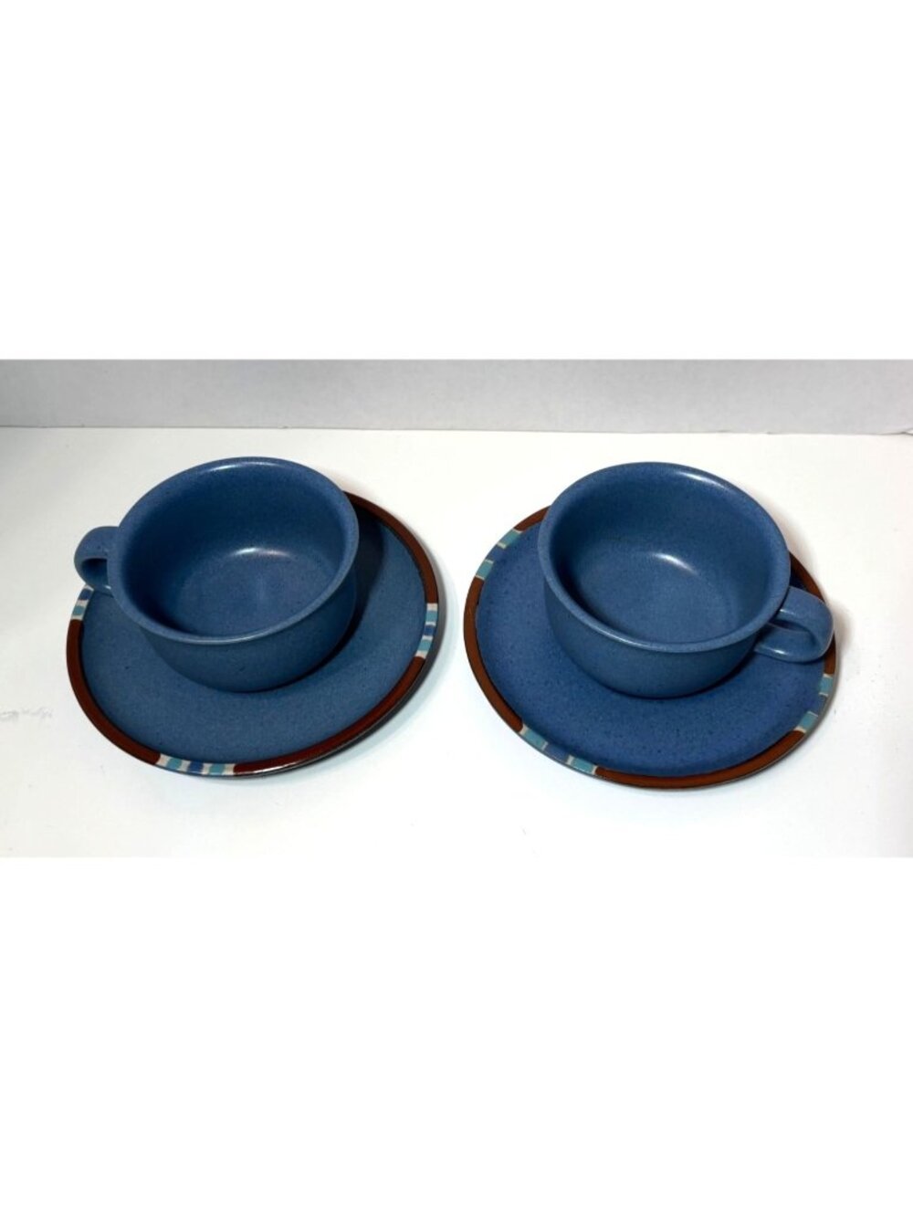 Dansk Mesa Sky Blue Set of 2 Coffee Tea Cup with Saucers - Picture 2 of 7